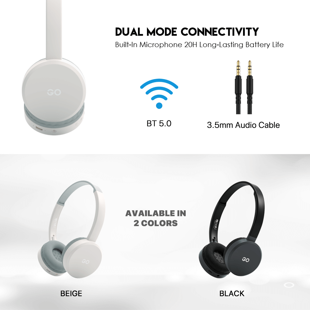 FANTECH WH02 GO AIR Bluetooth 5.0 Wireless Headphone Dual Connection - BLACK - Image 4