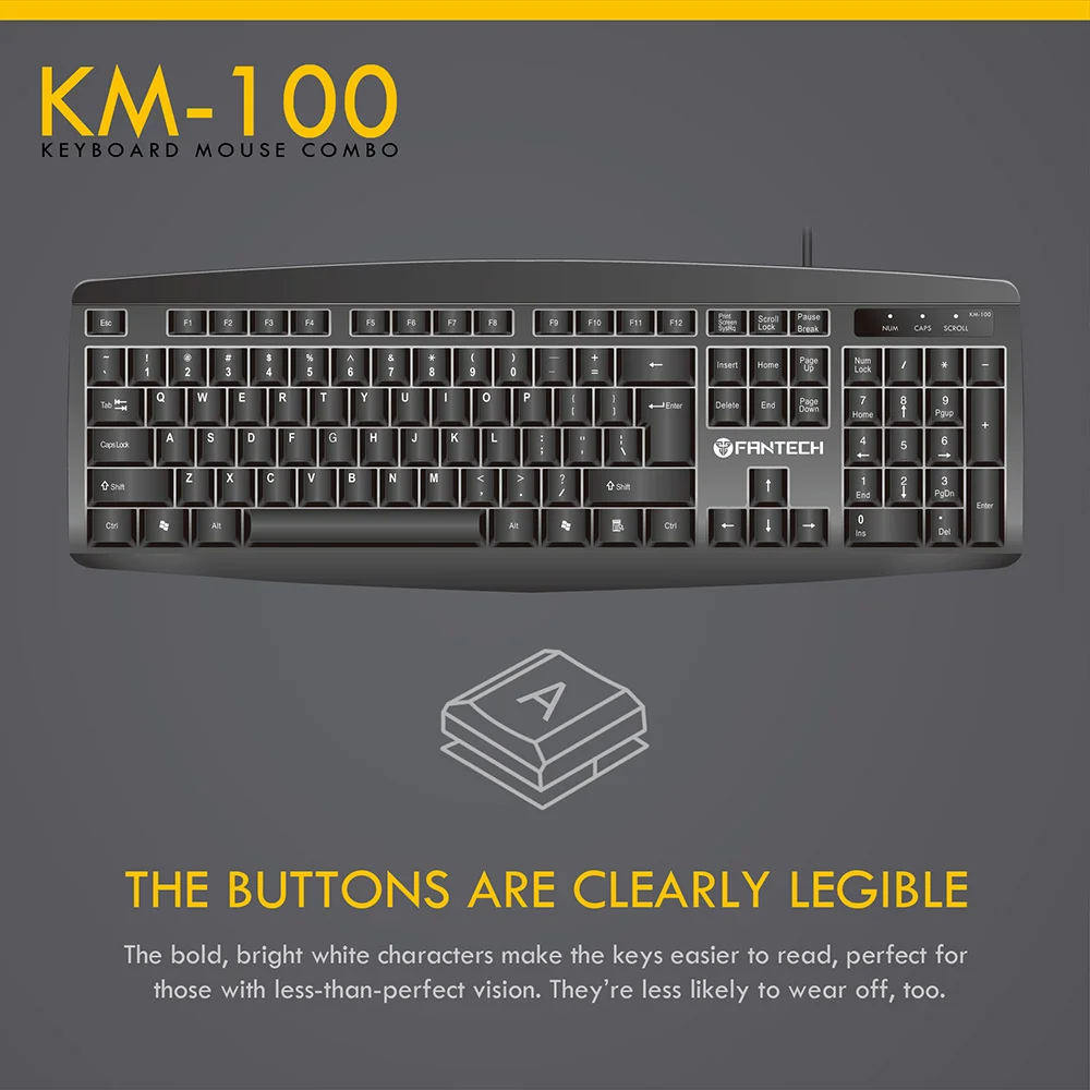 FANTECH KM100 Office Professional Keyboard Mouse Combo - Image 2