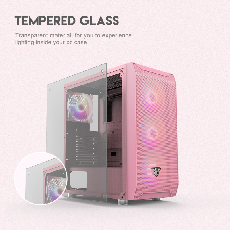 Fantech CG80 AERO RGB MIDDLE TOWER CASING SAKURA EDITION PINK Free 4 fans - Image 4