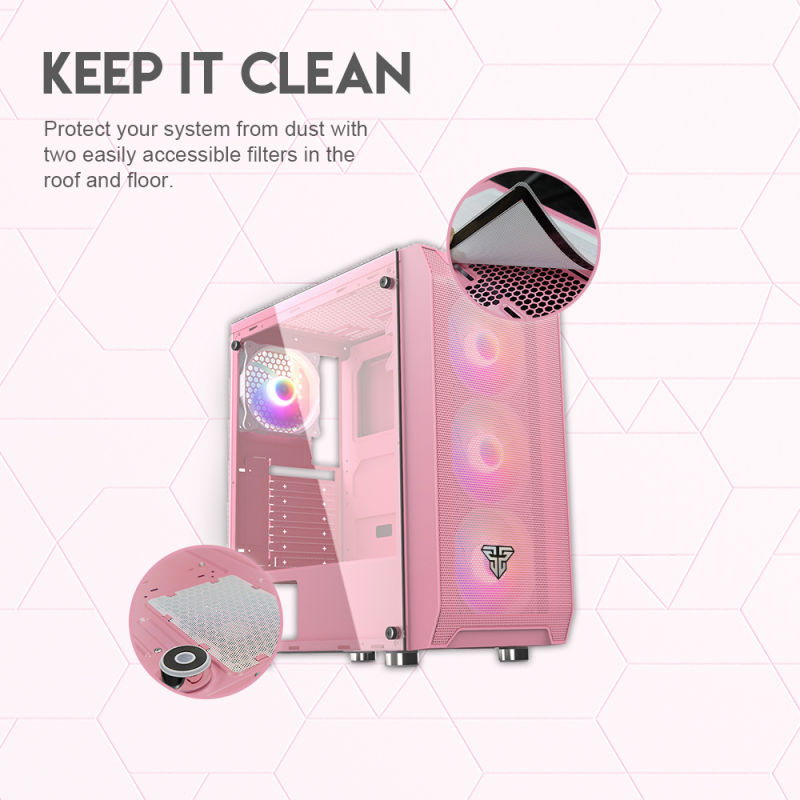 Fantech CG80 AERO RGB MIDDLE TOWER CASING SAKURA EDITION PINK Free 4 fans - Image 6