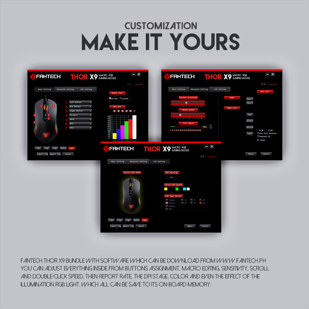 Fantech THOR X9 MACRO RGB GAMING MOUSE - Image 3